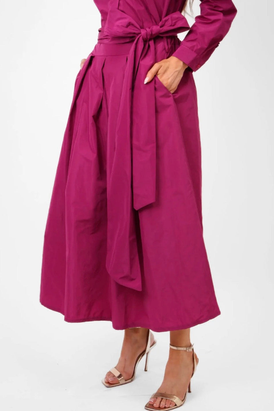 BOW-TIFUL Orchid Taffeta Bow Belt Midaxi Skirt
