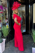 Poppy Red Twist Front Wide Leg Jumpsuit