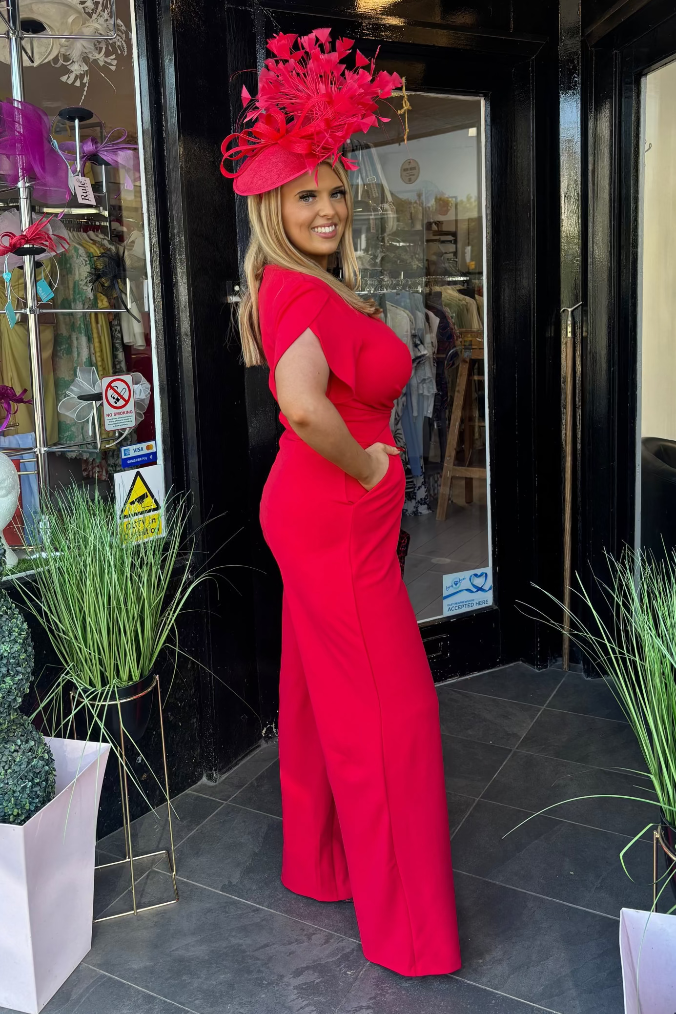 Poppy Red Twist Front Wide Leg Jumpsuit