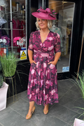 Stella Mixed Wine & Pink Tone Floral Midi Dress