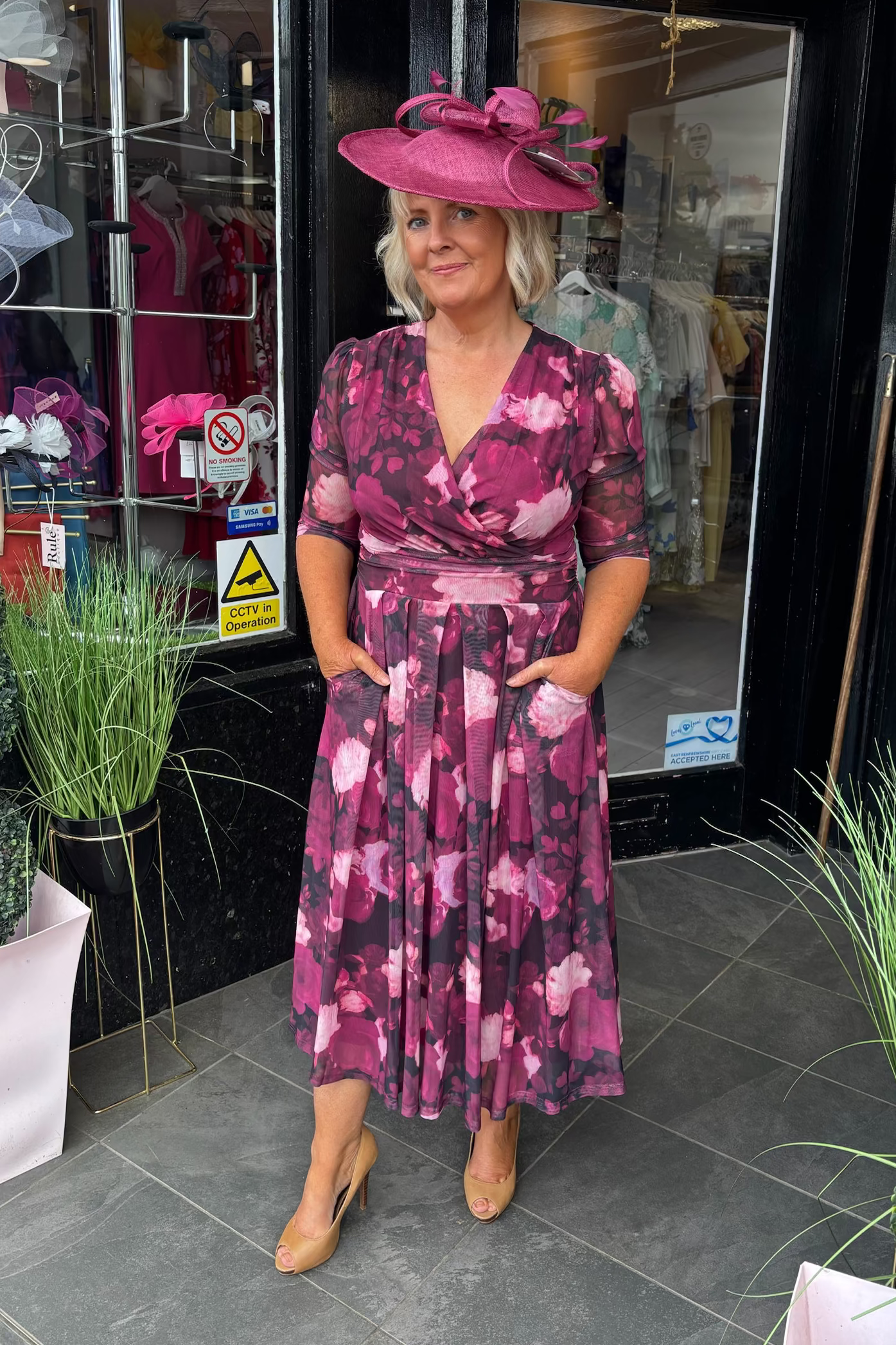 Stella Mixed Wine & Pink Tone Floral Midi Dress