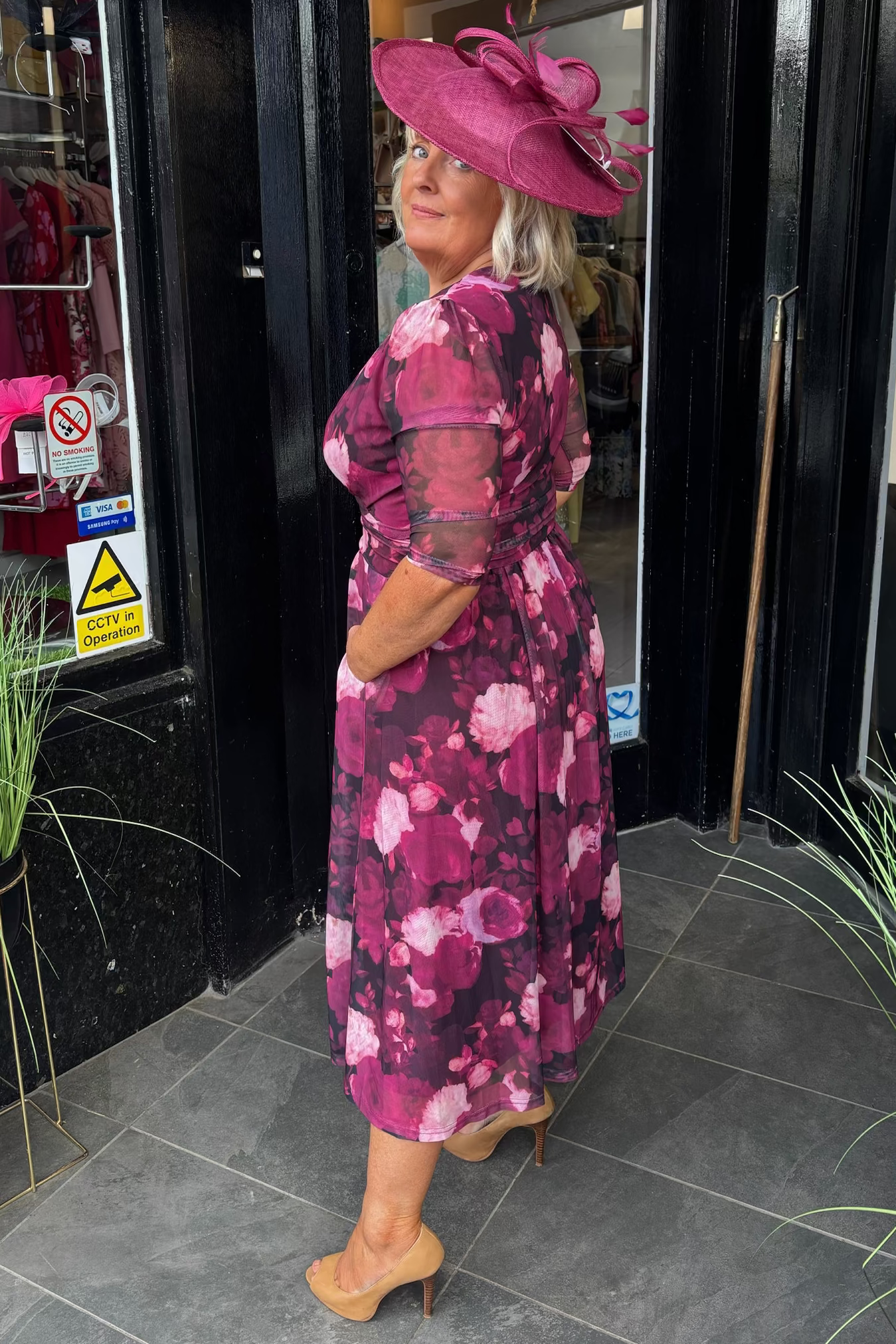 Stella Mixed Wine & Pink Tone Floral Midi Dress