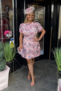 Pink, Lilac & Green Floral Guipure Lace Mini Dress