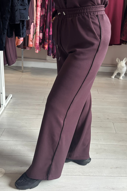 B.Young Fudge Red & Black Trim Modal  Wide Leg Trousers