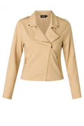 Yest Taupe & Gold Detail Premium Biker Jacket