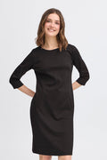 Fransa Black Classic Pencil Style Midi Dress