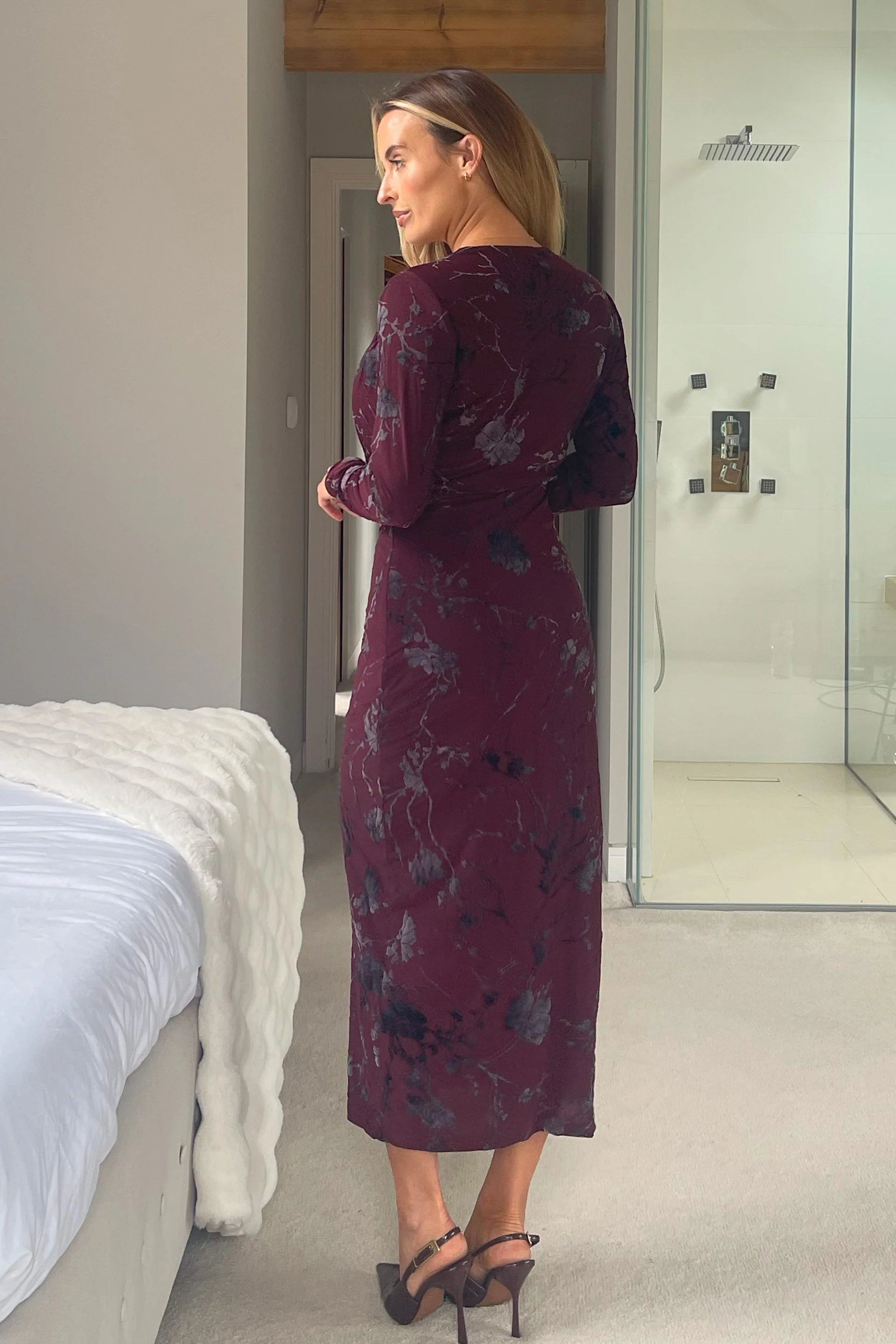 Plum & Flock Velvet Cowl Neck Maxi Dress