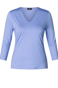 Yest French Blue V Neck Soft Fitted Top