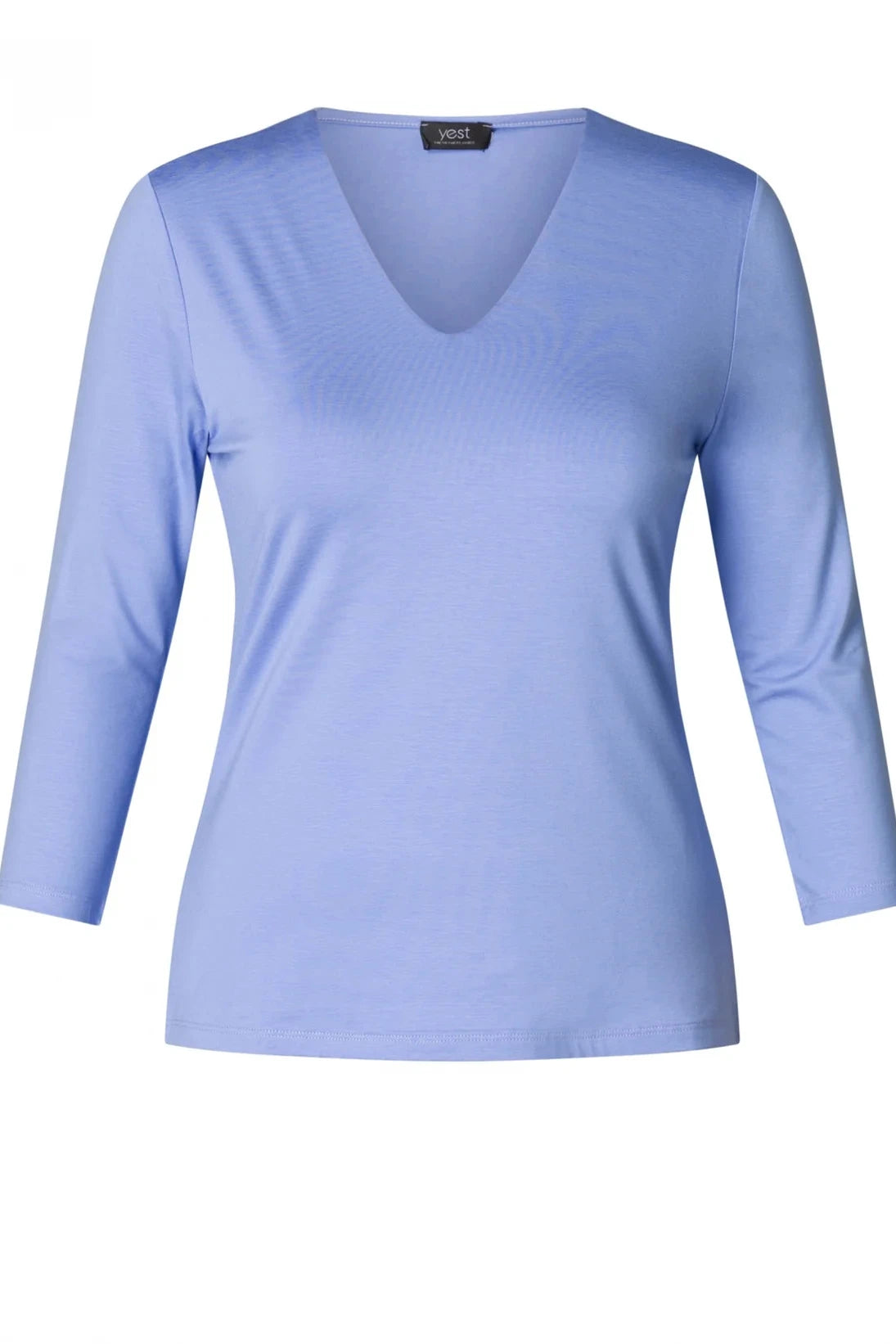 Yest French Blue V Neck Soft Fitted Top
