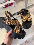 Leopard Print Chunky Sole Sandals