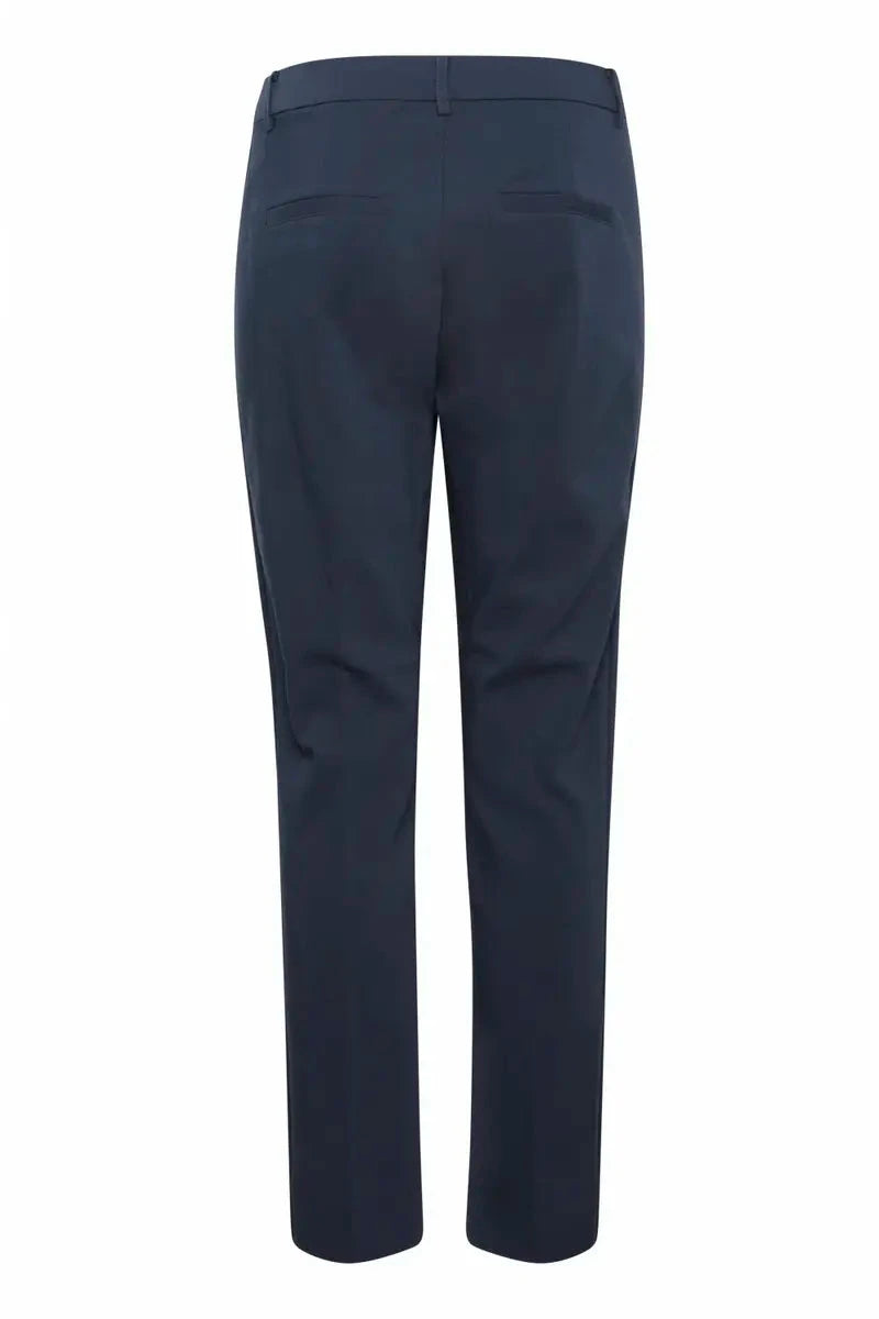 Navy Blue Tailored Ankle Grazer Straight Leg Trousers