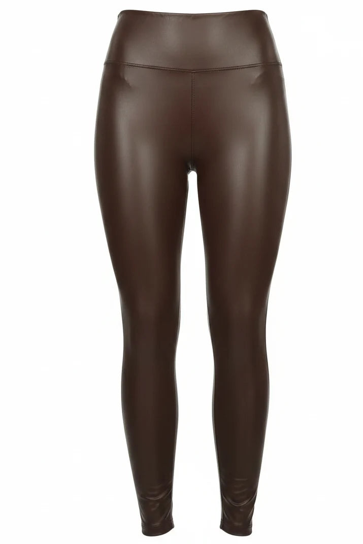 "ALL I LEATHER WANTED" Brown Vegan Leather Leggings