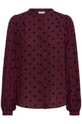 Fransa Port Royale & Black Flock Velvet Polka Dot Blouse