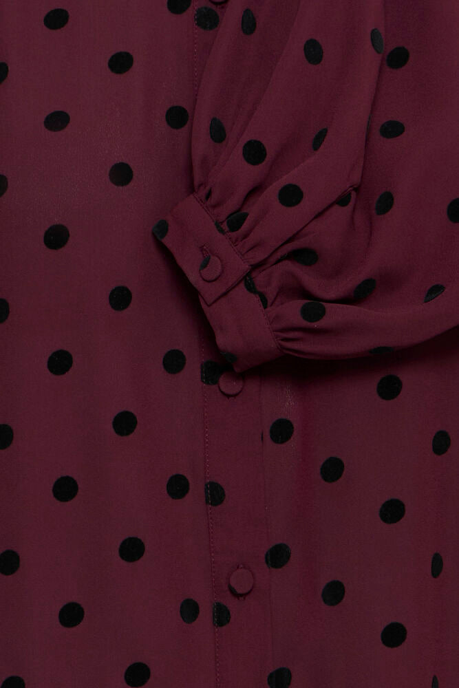 Fransa Port Royale & Black Flock Velvet Polka Dot Blouse