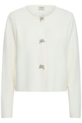 Fransa Whisper White & Silver Diamanté Bow Cardigan