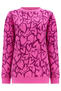 Sugarhill Brighton Hot Pink & Burgundy Graffti Heart Sweatshirt