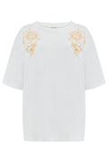 Sugarhill Brighton White & Yellow Sun & Moon Embroidered T-Shirt