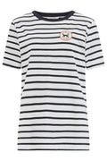 Sugarhill Brighton The Lucky Black Cat Club Embroidered Black & White Striped T-Shirt