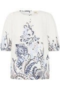 Fransa Mixed Blue & Navy Tone Paisley Print Blouse
