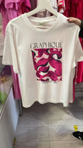 Fransa Very Berry Printed Abstract White T-Shirt