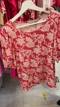 Fransa Honey Suckle Red Floral Print Top