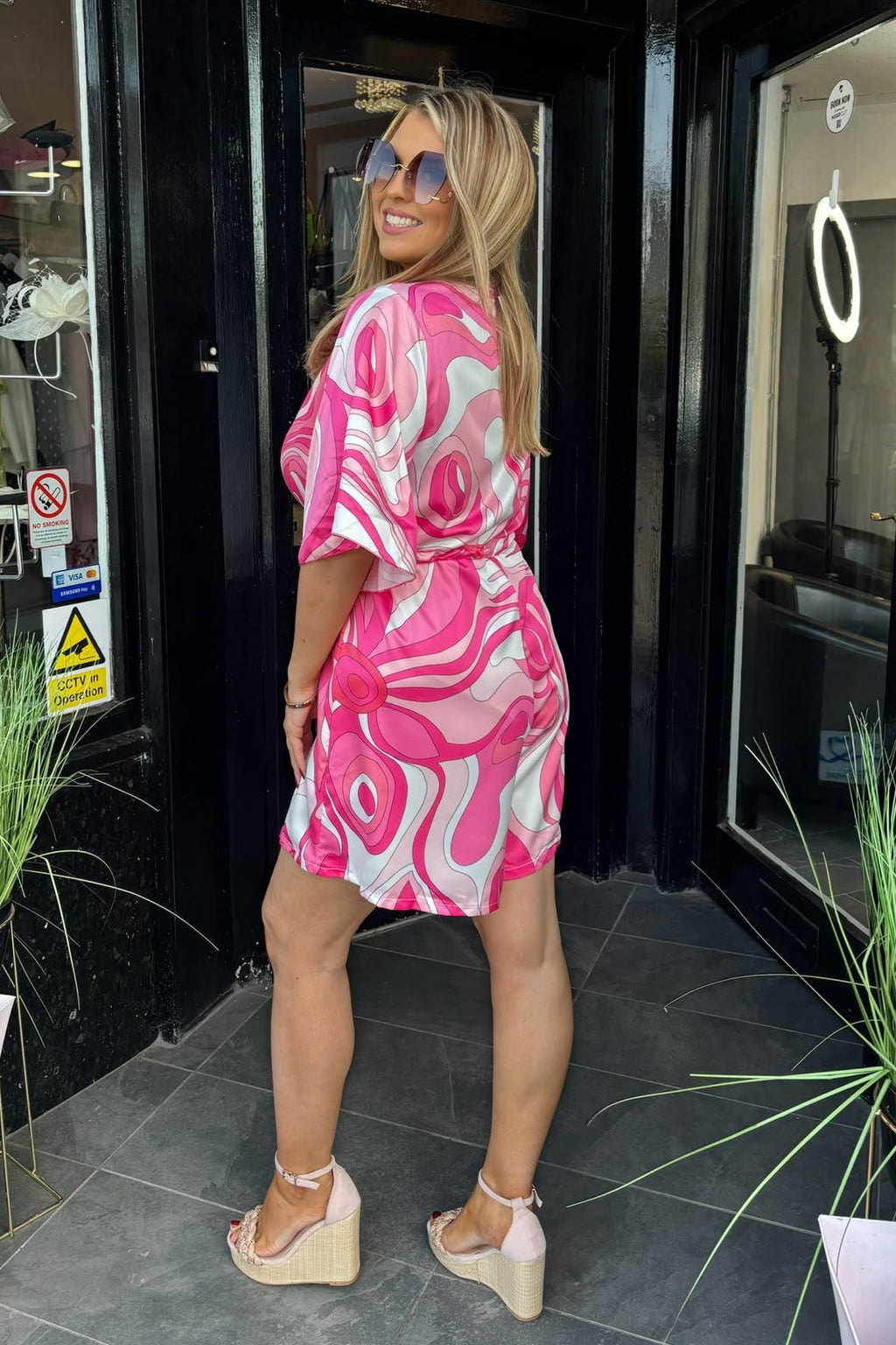 Mixed Pink Tone Pucci Print V Neck Playsuit