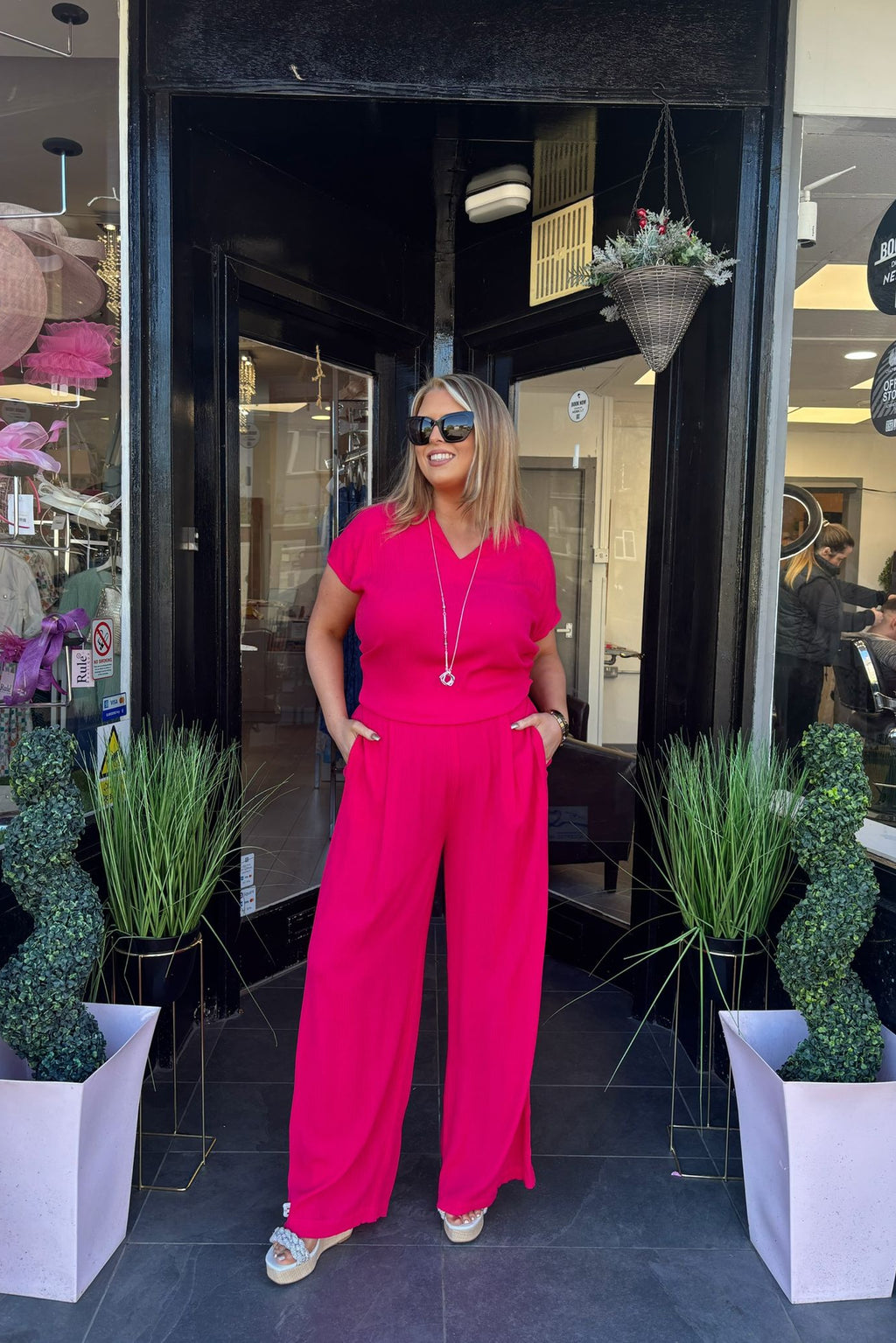 Pomodoro Hot Pink Wide Leg Trousers