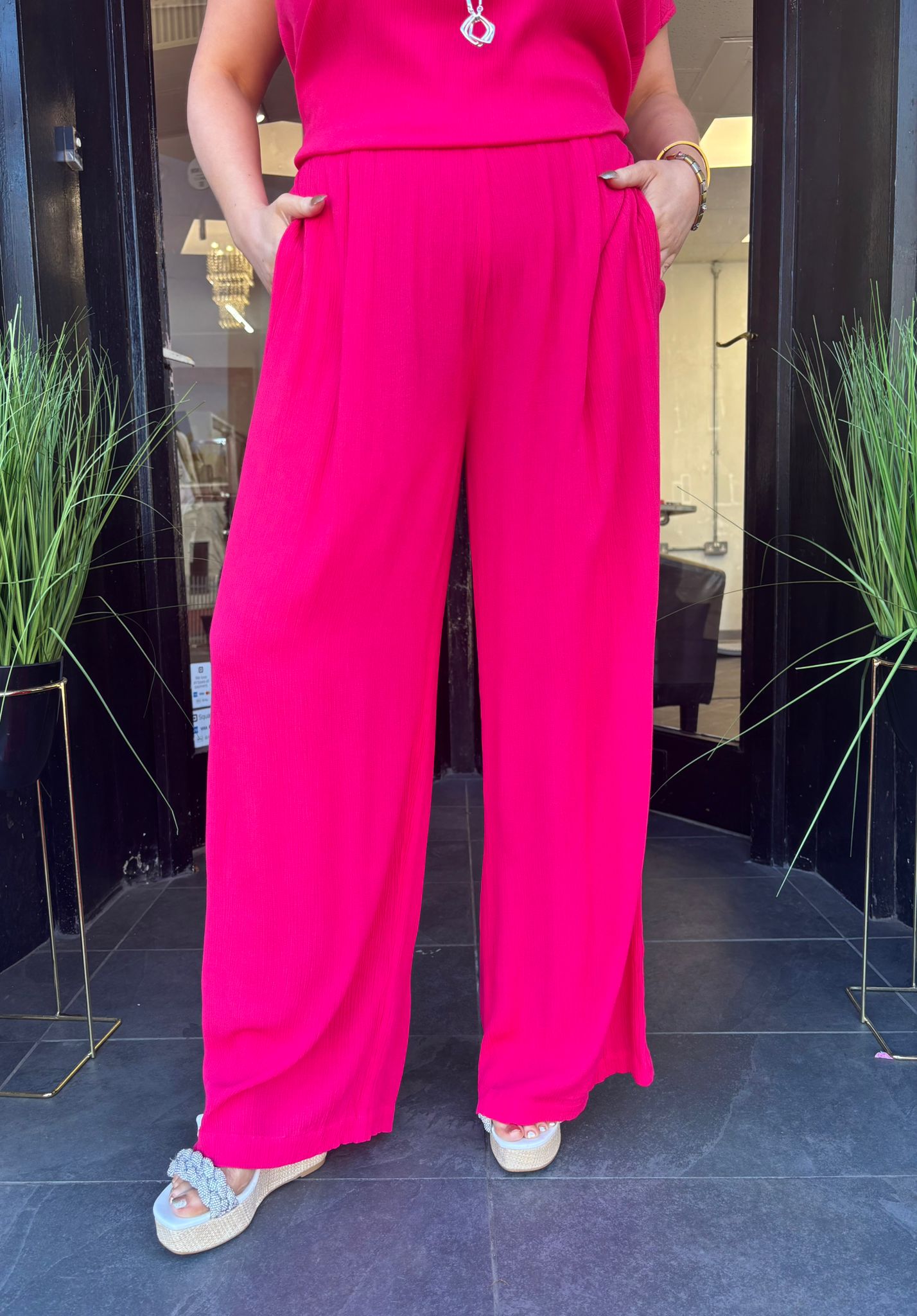 Pomodoro Hot Pink Wide Leg Trousers