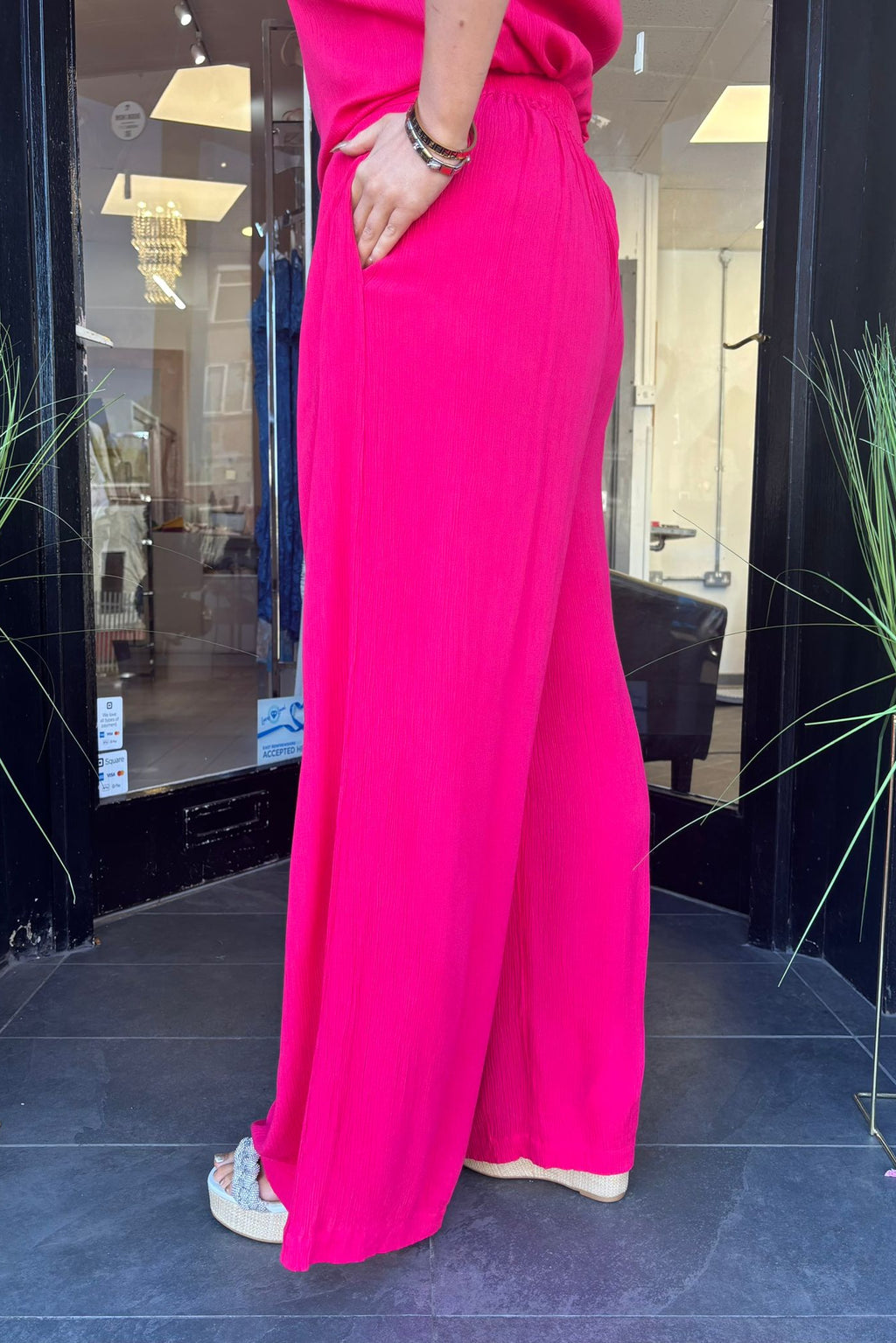 Pomodoro Hot Pink Wide Leg Trousers