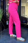 Pomodoro Hot Pink Slim Leg Stretch Trousers