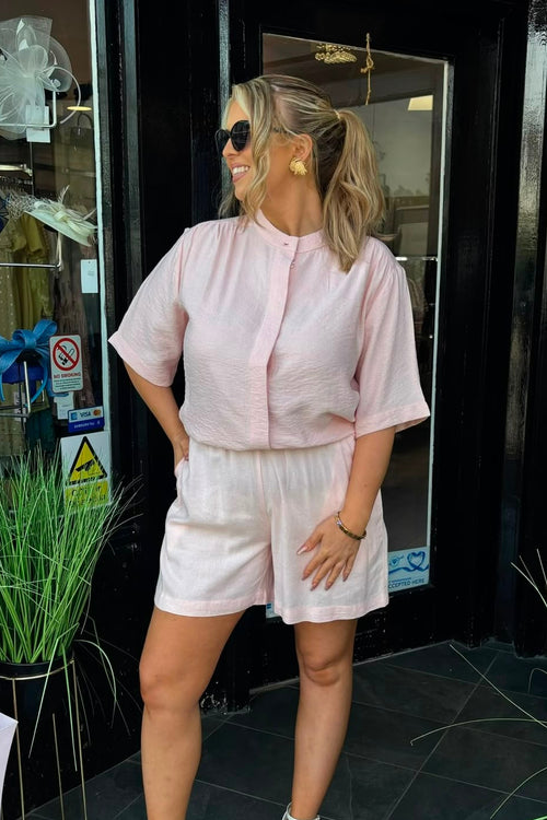 Fransa Lotus Pink Collared Blouse