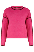 Sugarhill Brighton Hot Pink & Burgundy Red Block Trim Jumper