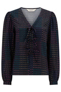 Sugarhill Brighton Mixed Polka Dot Black Tie Blouse