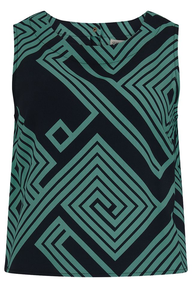 Sugarhill Brighton Black & Green Geometric Top