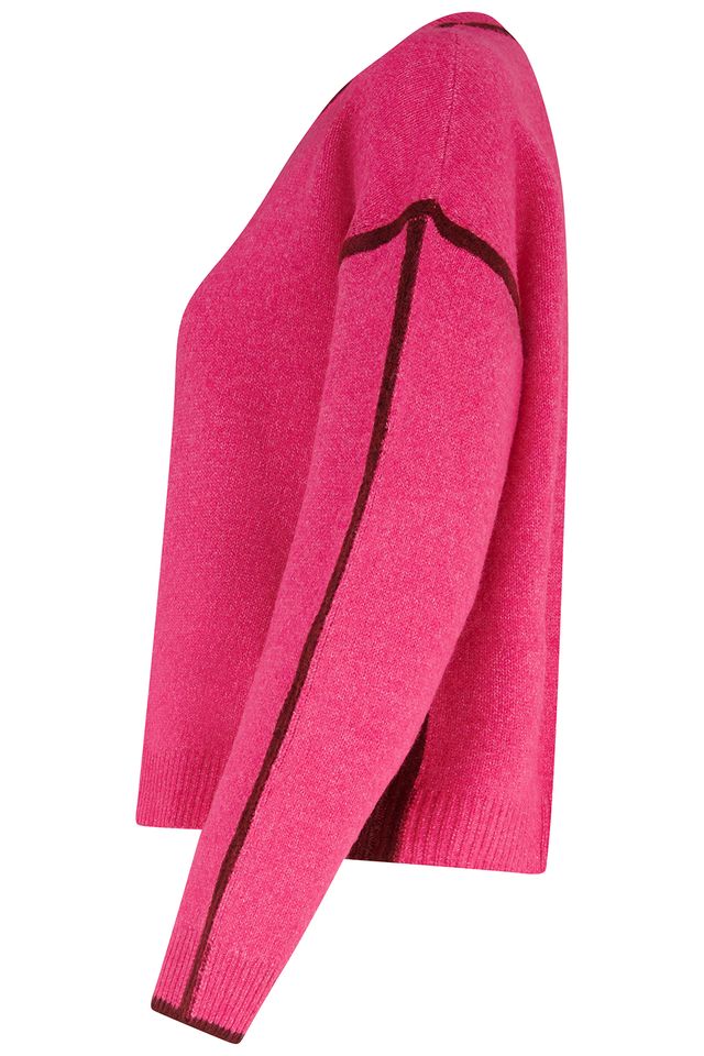 Sugarhill Brighton Hot Pink & Burgundy Red Block Trim Jumper