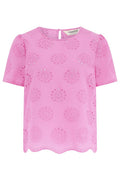 Sugarhill Brighton Candy Pink Broderie Anglais Short Sleeve Top