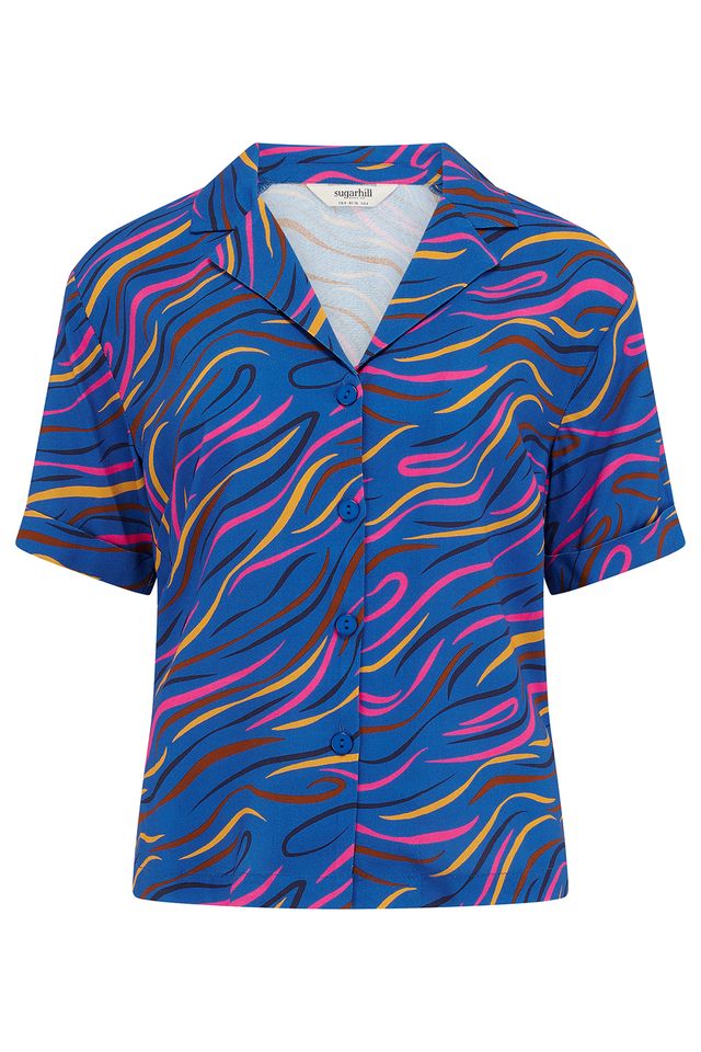 Sugarhill Brighton Mixed Blue & Pink Multi Abstract Blouse